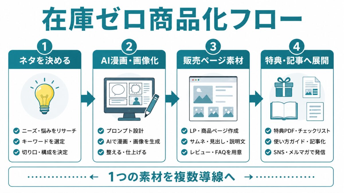 ANGLEX MANGA-PROで在庫ゼロの商品化フローを作る図解